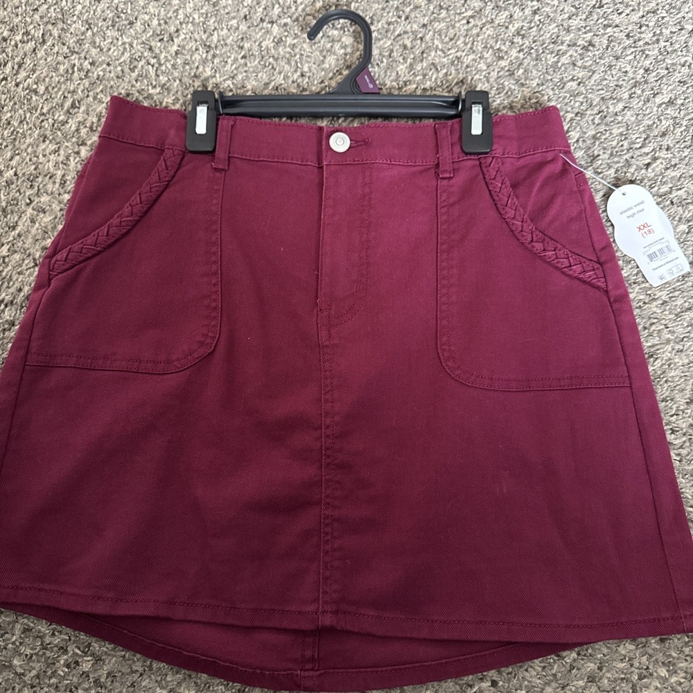 Wonder Nation Girls Burgundy Pockets Denim A-Line Skirt Size XXL (18) Plus NWT